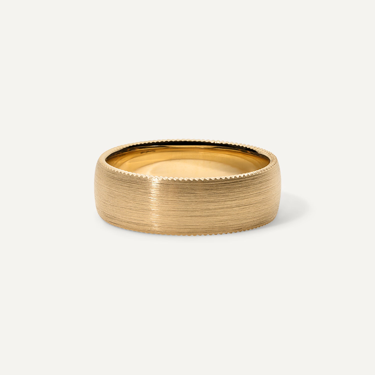 7mm Brushed Band with Rope Edge-14k Yellow Gold