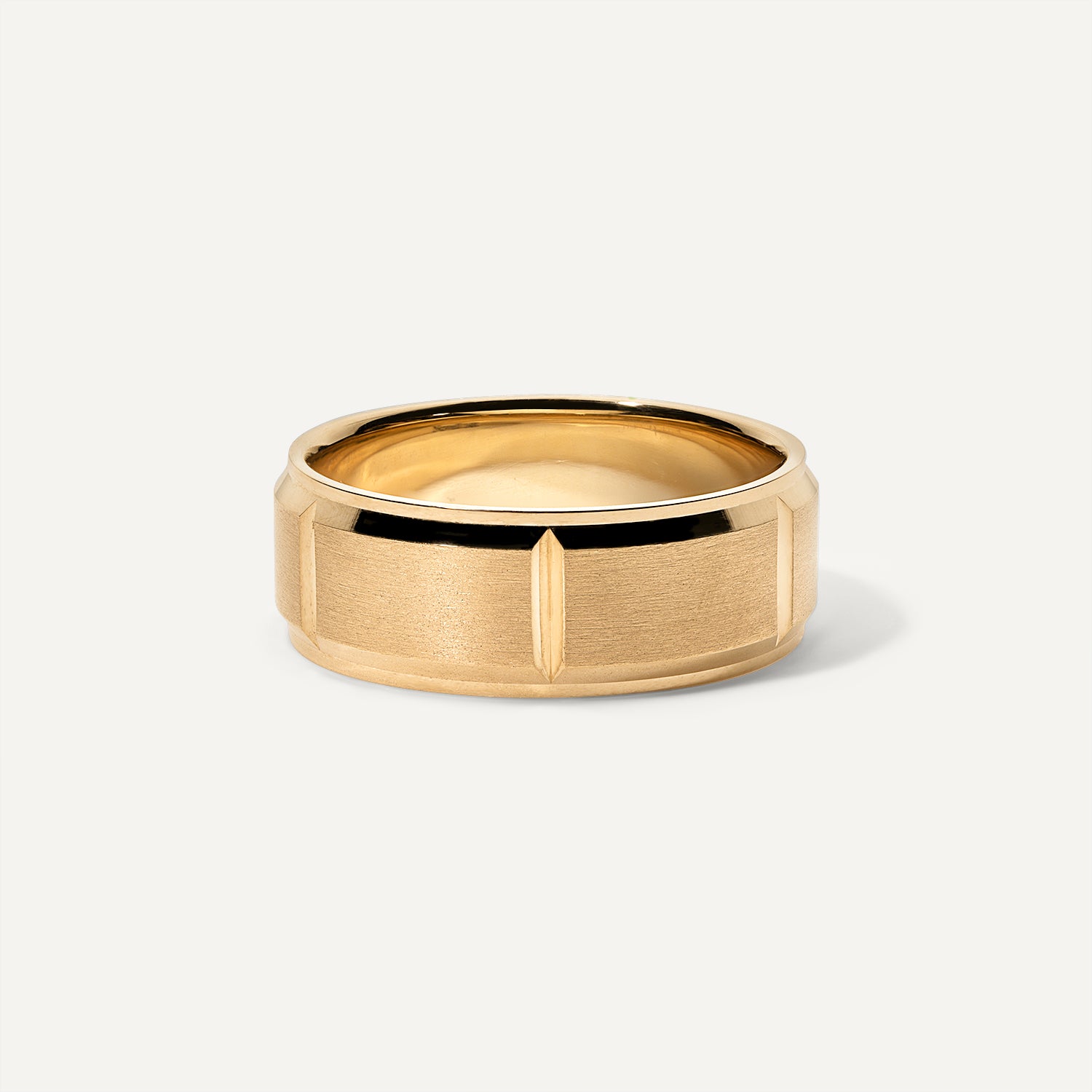 8mm Notched Men's Band- 14k Yellow Gold
