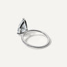 Pear lab diamond engagement ring with pave band side view.