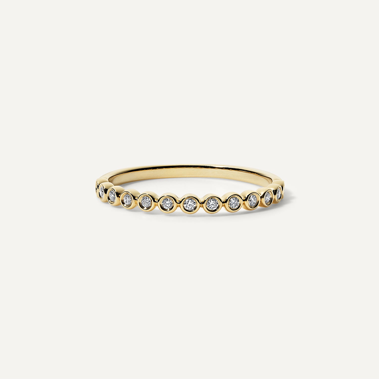 round bezel 14k gold wedding band