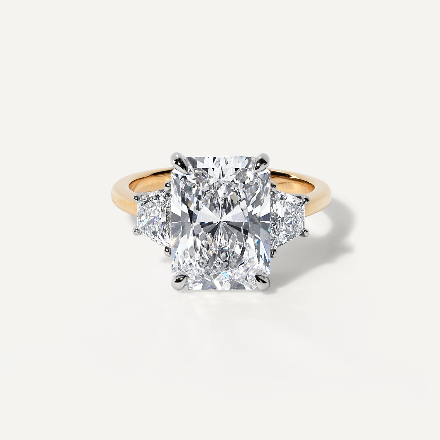 Radiant lab diamond engagement ring.