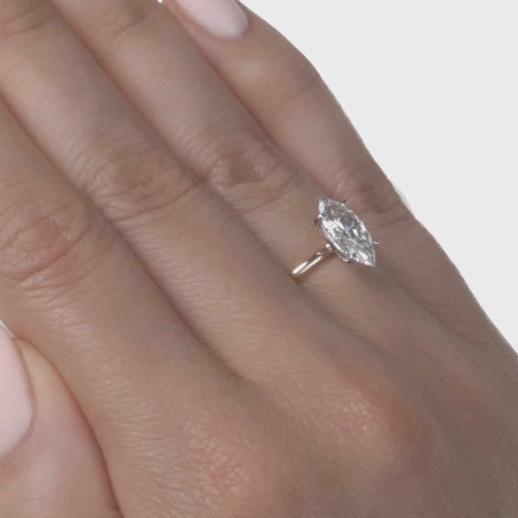 Video of Marquise lab diamond engagement ring.
