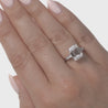 video of Three stone emerald lab diamond engagement ring.