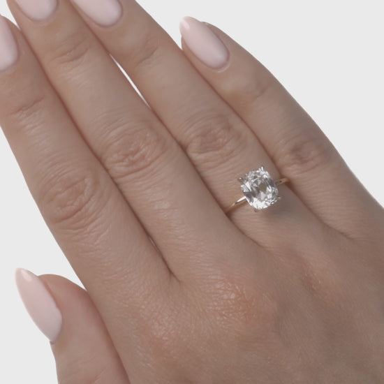 Video of Antique cushion lab diamond engagement ring.