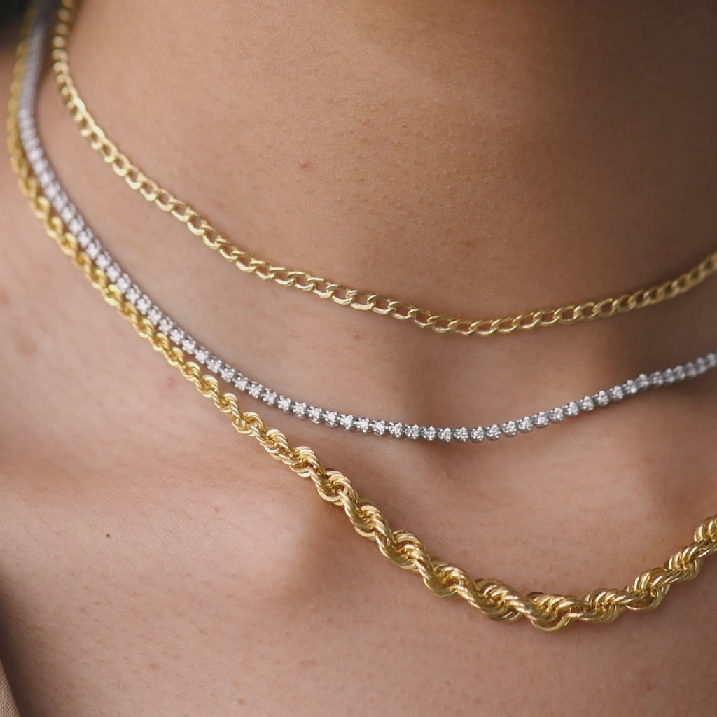 14k gold graduated rope necklace layer