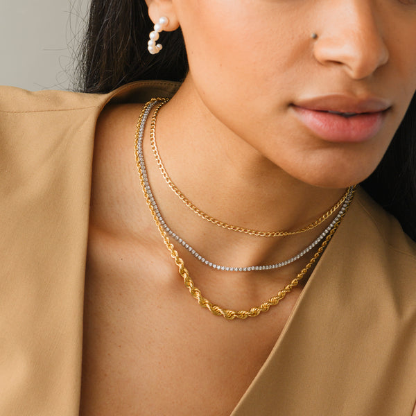 14k gold graduated rope necklace