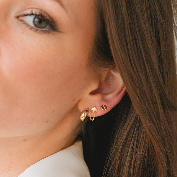 14k gold star dangle earrings