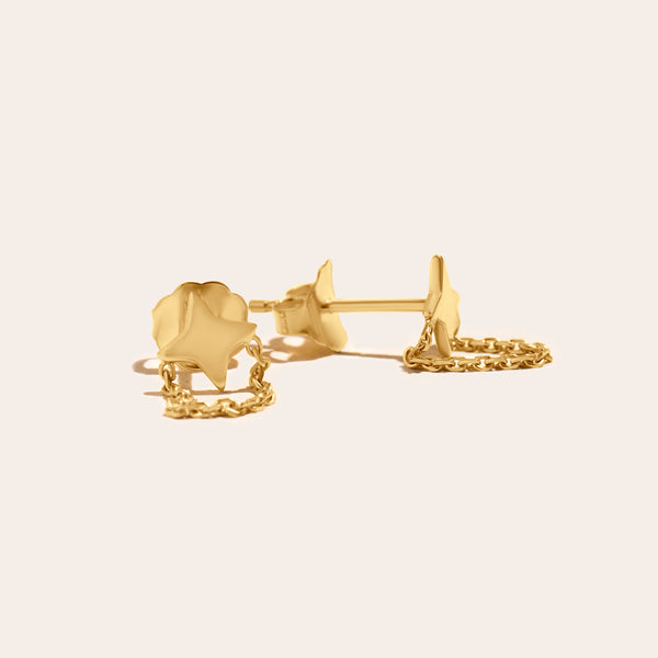 14k gold star dangle earrings