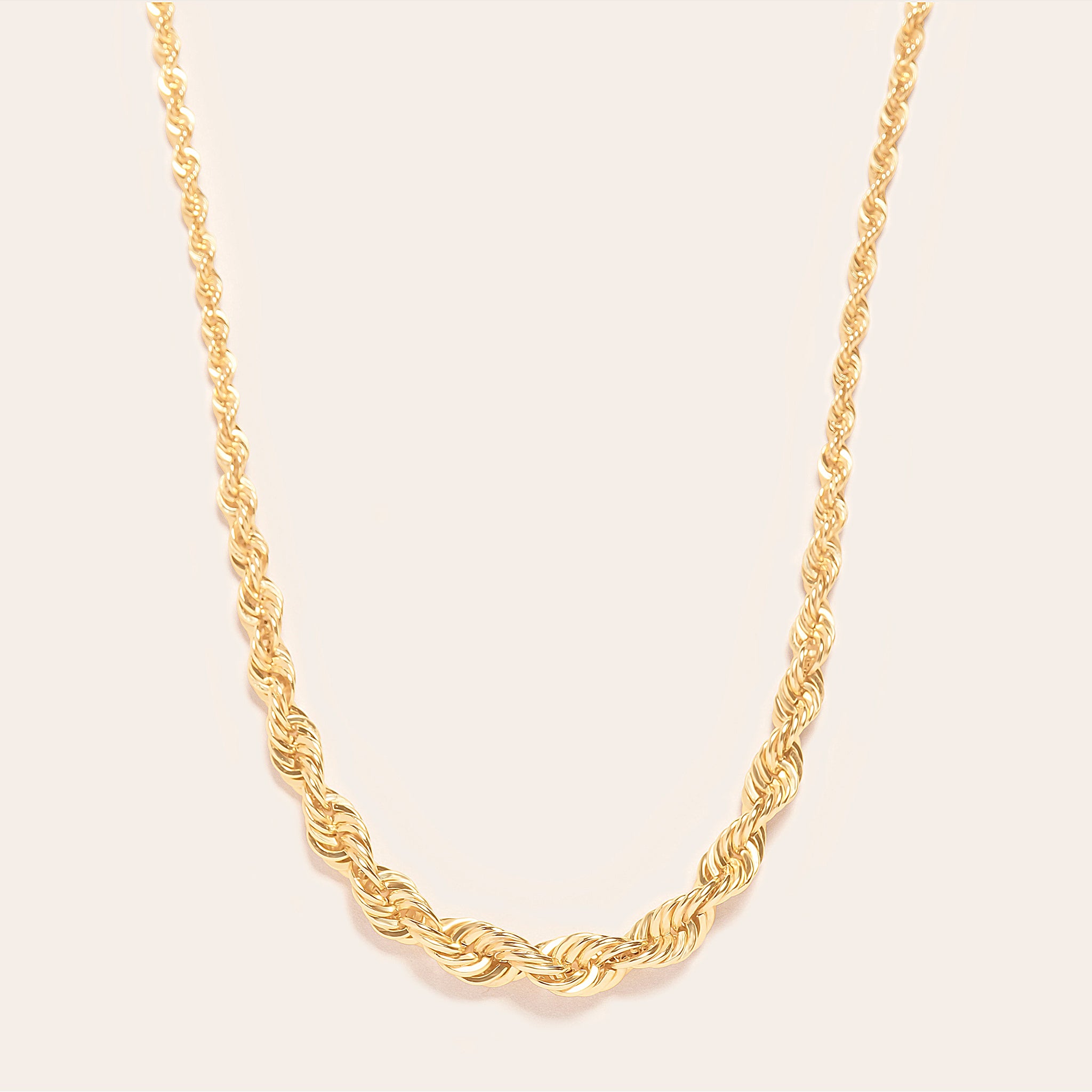 14k gold graduated rope necklace