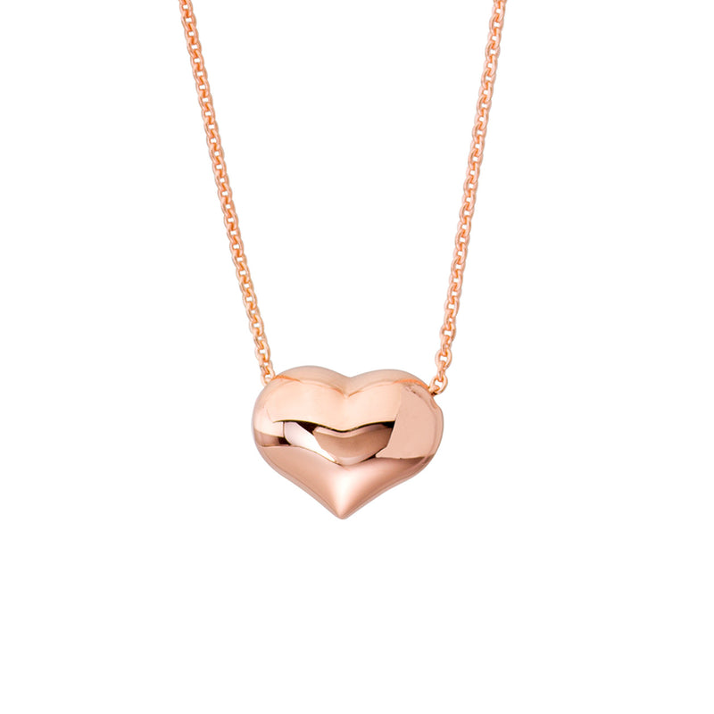 14k Rose Gold Puffed Heart Necklace