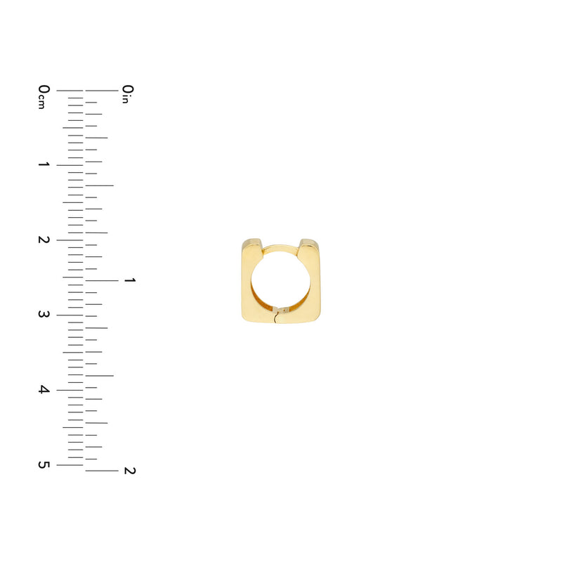 14k yellow gold square huggie earring